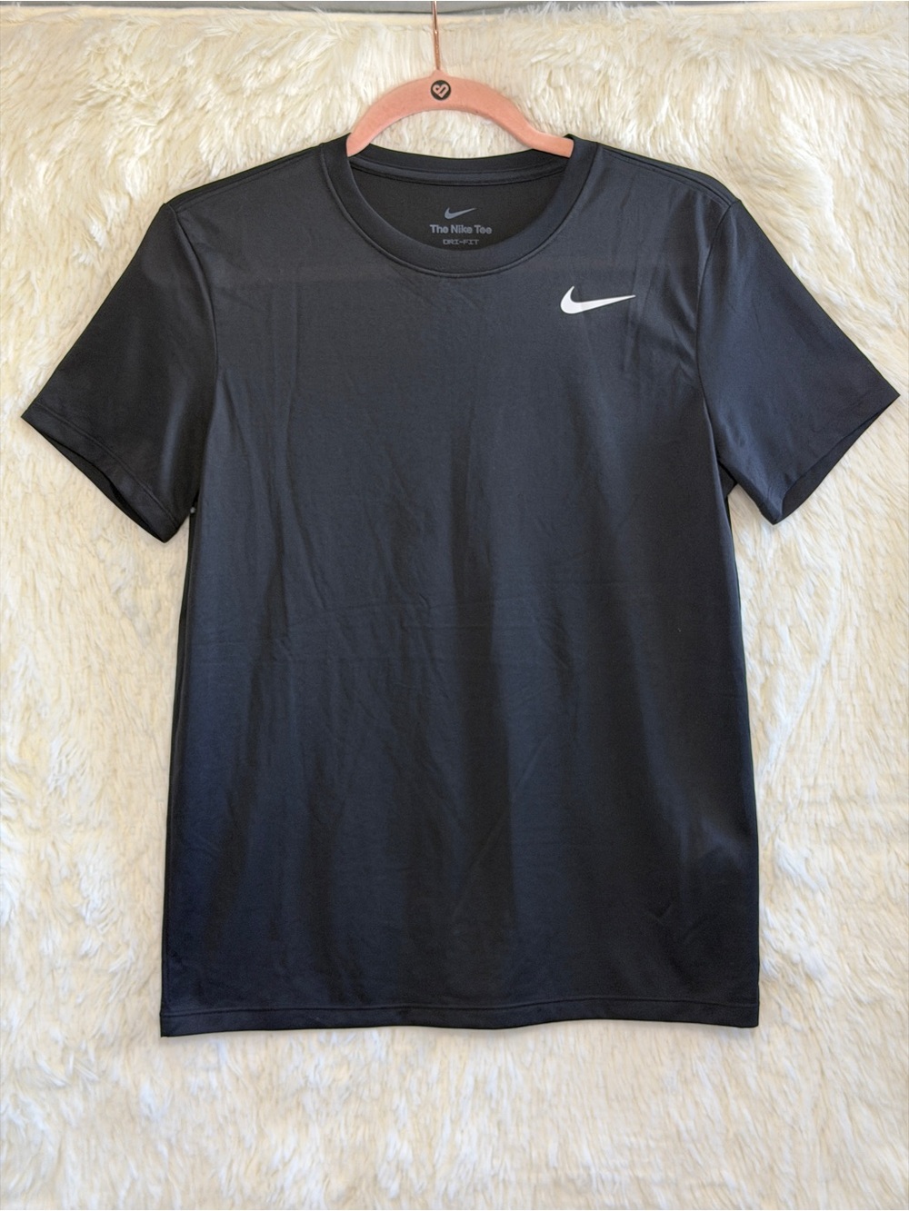 Nike Womens Dri-Fit Fitness T-Shirt Size S Black Swoosh Logo Gym Sporty Workout